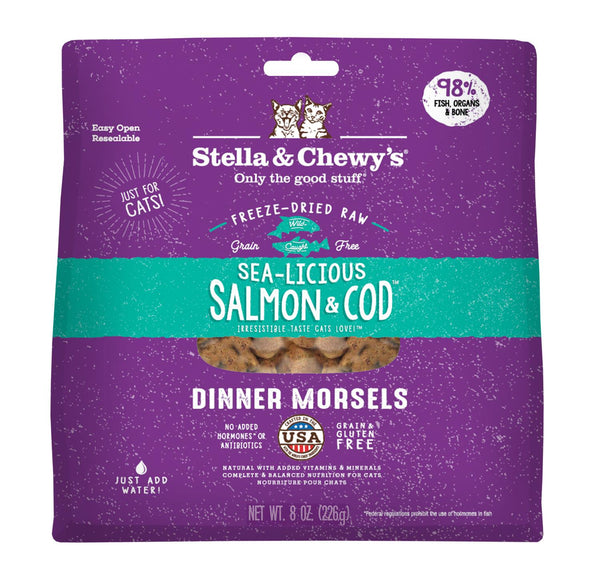 Stella & Chewy's Sea-licious Dîner Saumon et Morue Sans céréales Nourriture lyophilisée pour chats