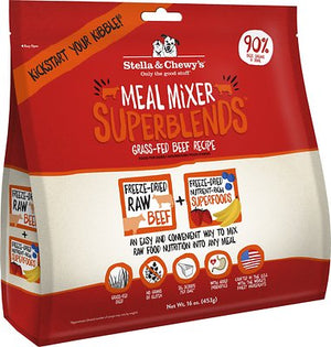 Stella & Chewy's SuperBlends Recette Boeuf élevé à l'herbe Mélangeurs de repas Sans céréales Nourriture lyophilisée pour chiens