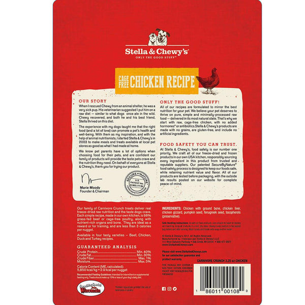 Stella & Chewy's Carnivore Crunch Friandises lyophilisées pour chiens au poulet élevé en plein air, 3,25 oz