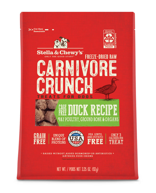Stella & Chewy's Carnivore Crunch Friandises lyophilisées pour chiens Canard élevé sans cage, 3.25 oz