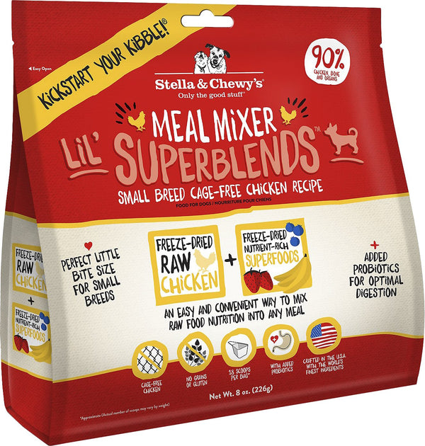 Stella & Chewy's Lil' SuperBlends Petite Race Recette au Poulet Elevé sans Cage Mixeurs de repas Sans céréales Nourriture pour chien lyophilisée
