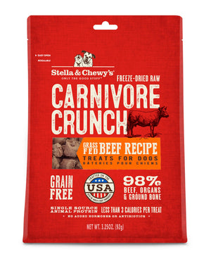 Stella & Chewy's Carnivore Crunch Friandises lyophilisées pour chiens au bœuf nourri à l'herbe, 3.25 oz