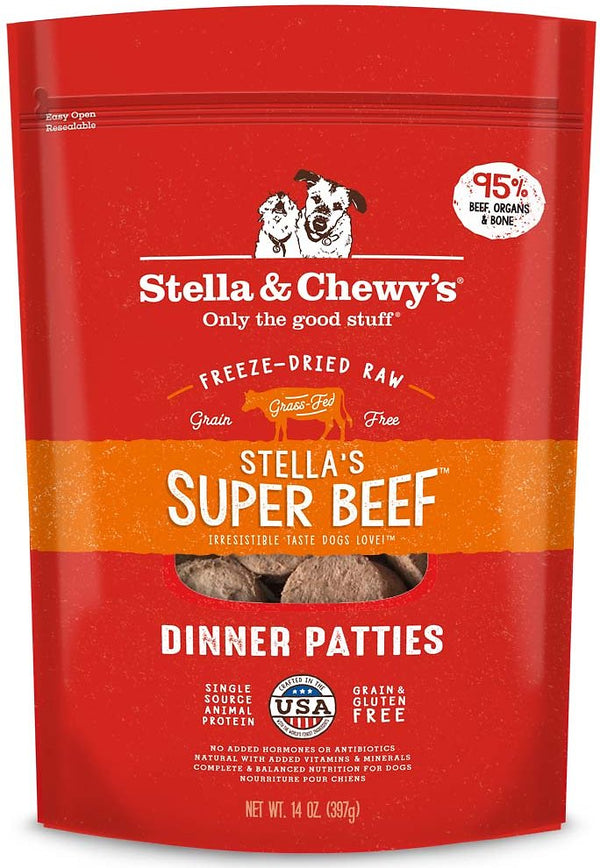 Stella & Chewy's Stella's Super Beef Dinner Patties Nourriture lyophilisée sans céréales pour chiens