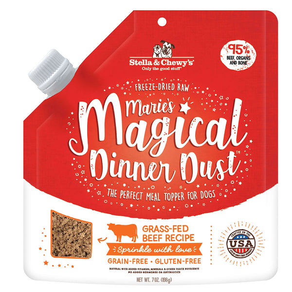 Stella & Chewy's Marie's Magical Dinner Dust enrobage nourriture pour chien déshydratée au bÅ“uf nourri Ï  l'herbe