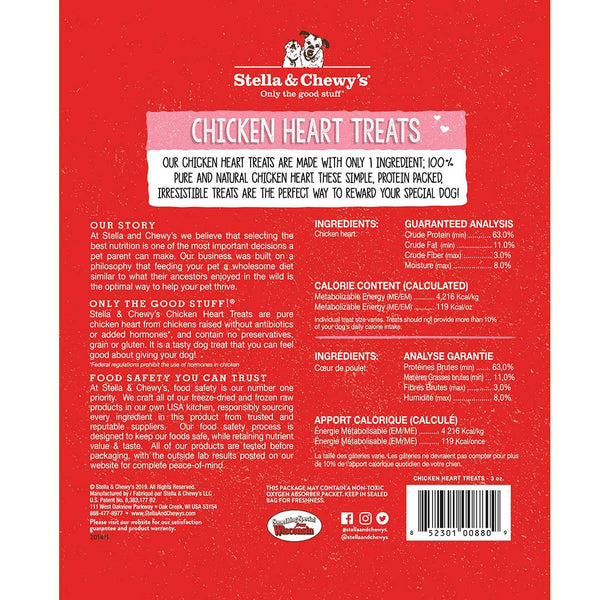 Stella & Chewy's Friandises cÅ“urs de poulet déshydratés pour chiens