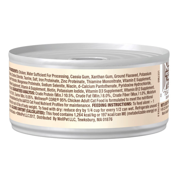 Wellness CORE 95% Grain-Free Wet Cat Food Cans, Chicken,
