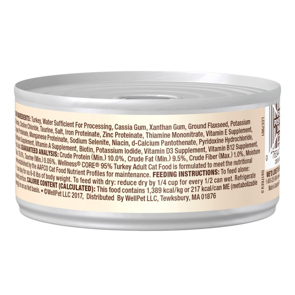 Wellness CORE 95% Grain-Free Wet Cat Food Cans, Turkey