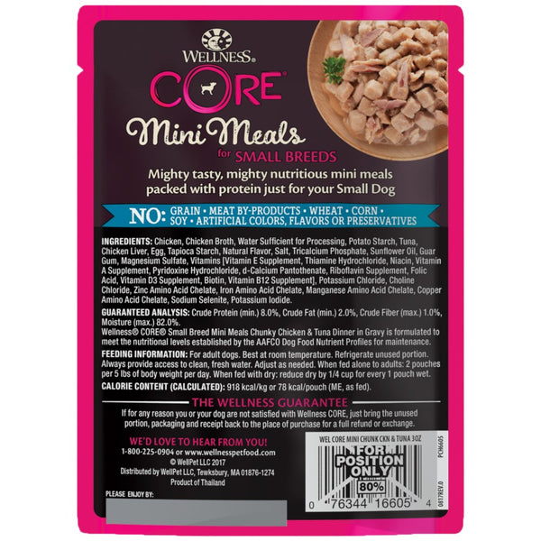 Wellness CORE Small Breed Mini Meals Chunky Chicken & Tuna Wet Dog Food Pouch