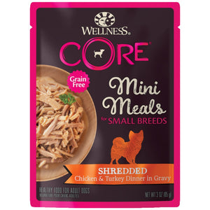 Wellness CORE Small Breed Mini Meals Shredded Chicken & Turkey Dinner in Gravy Wet Dog Food Pouch