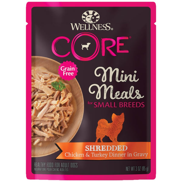 Wellness CORE Small Breed Mini Meals Shredded Chicken & Turkey Dinner in Gravy Wet Dog Food Pouch