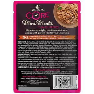 Wellness CORE Small Breed Mini Meals Shredded Chicken & Turkey Dinner in Gravy Wet Dog Food Pouch