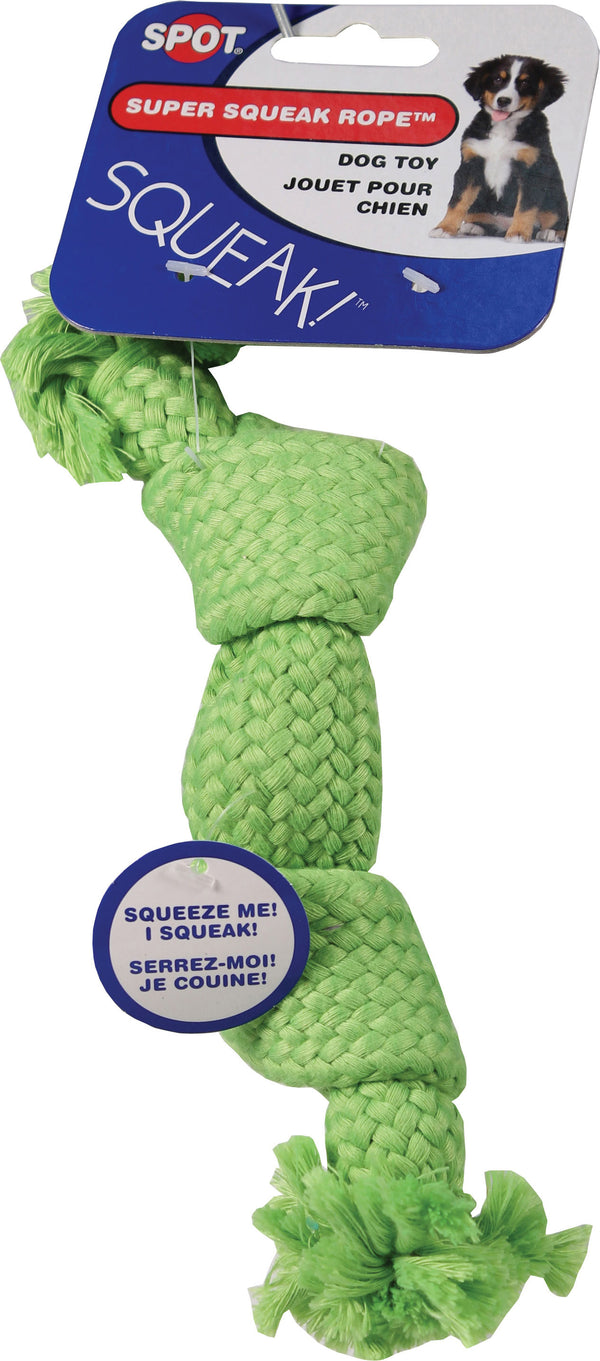 Ethical Pet Spot Super Squeak Rope Dog Toy, 9-in