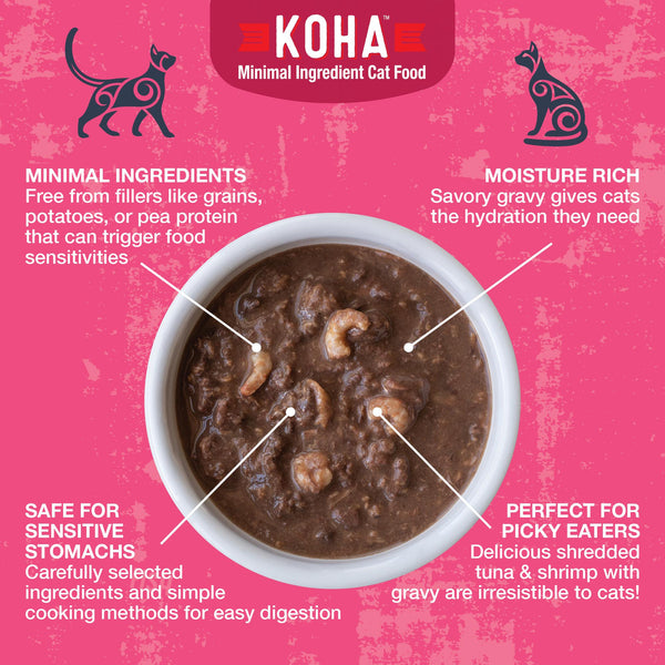 KOHA Poke Bowl Tuna & Shrimp Entree in Gravy Wet Cat Food Pouch