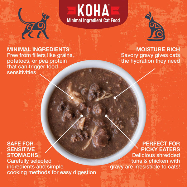 KOHA Poke Bowl Tuna & Chicken Entree in Gravy Wet Cat Food Pouch