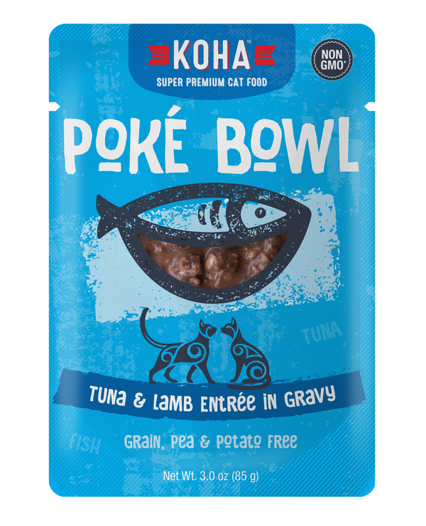 KOHA Poké Bowl Entrée Thon & Agneau en sauce repas humide pour chats