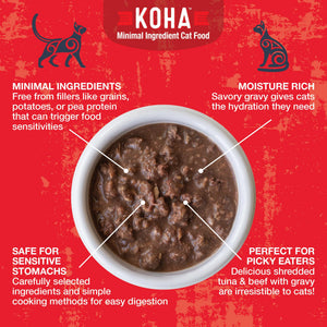 KOHA Poke Bowl Tuna & Beef Entree in Gravy Wet Cat Food Pouch