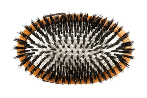 Bass Brushes Shine & Condition with Natural Bristle & Bamboo Handle Palm Style Pet Brush, Dark/ Stripped