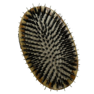 Bass Brushes Brosse pour animaux style paume Shine & Condition avec poils naturels, épingles en nylon et manche en bambou, foncé/rayé.
