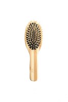 Bass Brushes Style & Detangle The Green Brush Alloy Pin & Bamboo Handle Oval Pet Brush, Stripped, Small