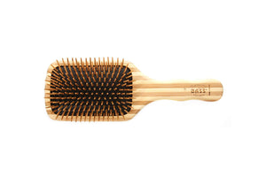 Bass Brushes Style & Detangle La brosse verte Manche en alliage de broches & bambou Brosse Ï  palette pour animaux, rayée, grande