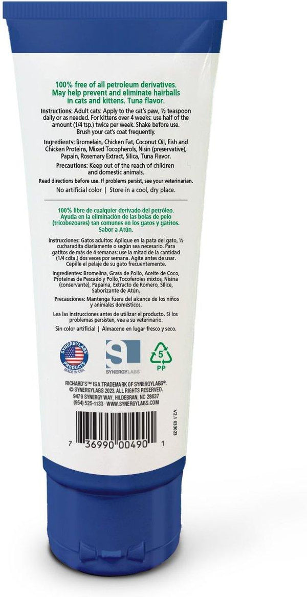Richard's Organics Hairball Remedy Tuna Flavor for Cats & Kittens, 4.25-oz