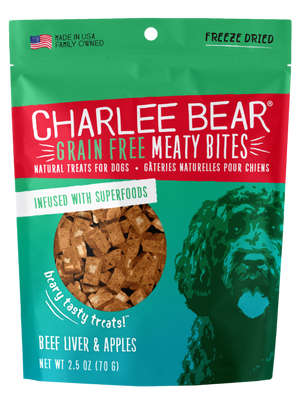 Charlee Bear Grain-Free Meaty Bites Natural Dog Treats, Beef Liver & Apples