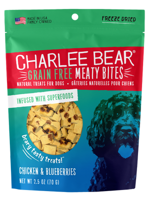 Charlee Bear Grain-Free Meaty Bites Natural Dog Treats, Chicken & Blueberries
