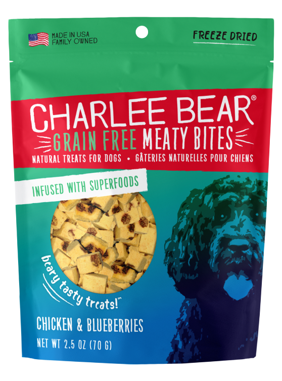 Charlee Bear Grain-Free Meaty Bites Natural Dog Treats, Chicken & Blueberries