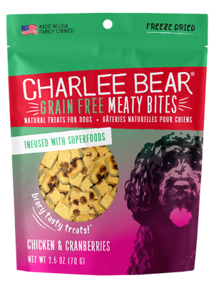 Charlee Bear Grain-Free Meaty Bites Natural Dog Treats, Chicken & Cranberries