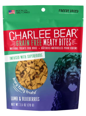 Charlee Bear Grain-Free Meaty Bites Natural Dog Treats, Lamb & Blueberries