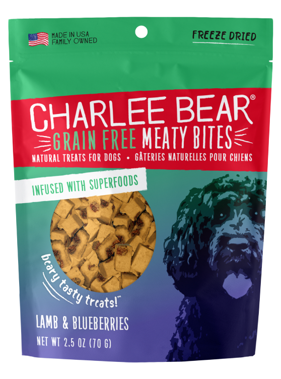 Charlee Bear Grain-Free Meaty Bites Natural Dog Treats, Lamb & Blueberries