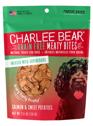 Charlee Bear Grain-Free Meaty Bites Natural Dog Treats, Salmon & Sweet Potatoes