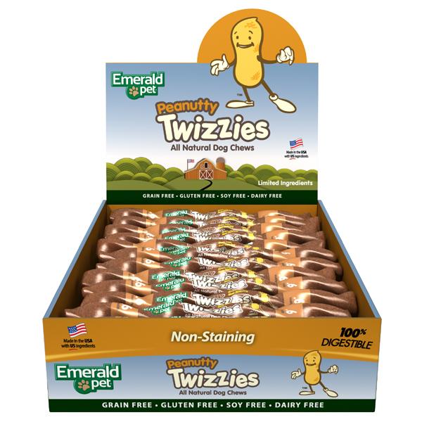 Emerald Pet Peanutty Twizzies Grain-Free Dog Treats, 9-in