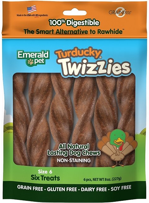 Emerald Pet Twizzies Turducky Grain-Free Dog Treats, 6-count