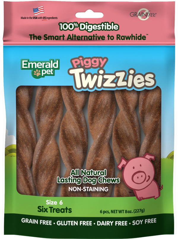 Emerald Pet Twizzies Piggy Grain-Free Dog Treats, 6-count