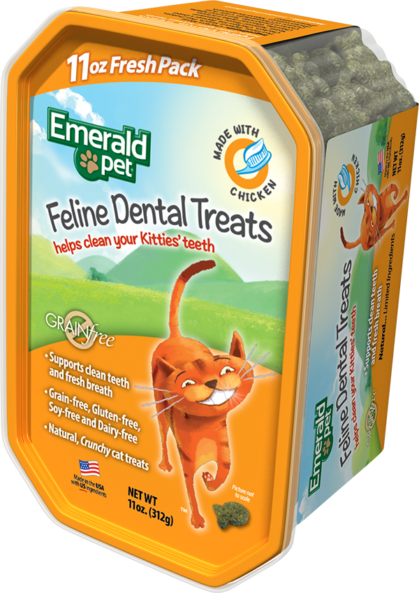 Emerald Pet Feline Dental Treats with Chicken Cat Treats, 11-oz