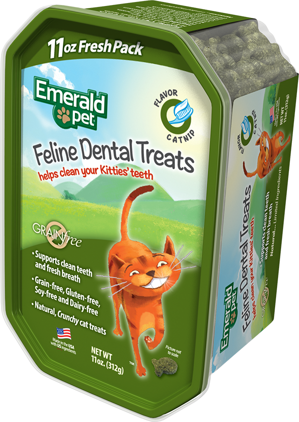 Emerald Pet Feline Dental Treats Catnip Flavored Cat Treats, 11-oz