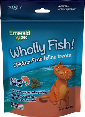 Emerald Pet Wholly Fish! Salmon Recipe Cat Treats, 3-oz