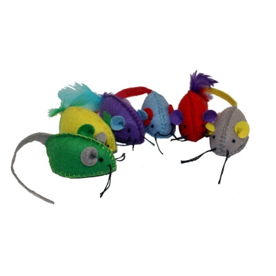 Multipet Stitch Mice Cat Toy, 6-pk