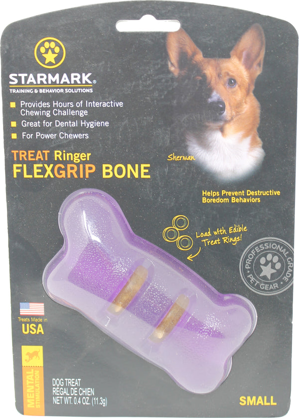 Starmark Treat Ringer Flexgrip Bone Interactive Dog Toy