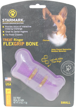 Starmark Treat Ringer Flexgrip Bone Interactive Dog Toy