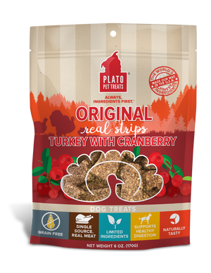 Plato Original Real Strips Turkey With Cranberry Dog Treat