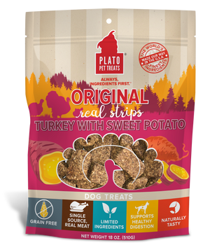 Plato Original Real Strips Turkey With Sweet Potato Dog Treat