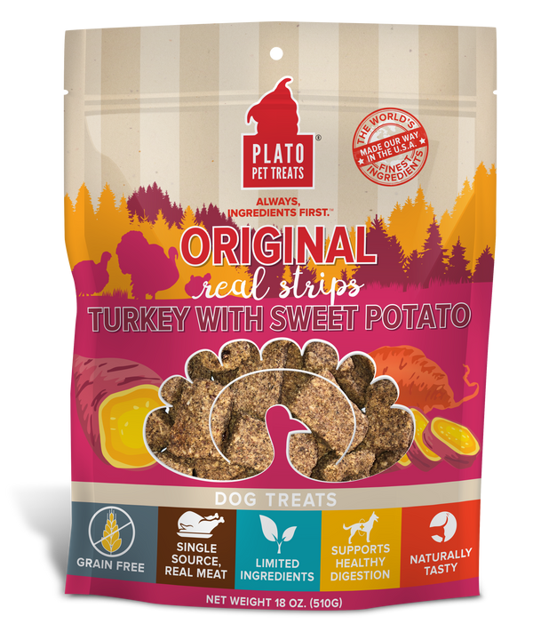 Plato Original Real Strips Turkey With Sweet Potato Dog Treat