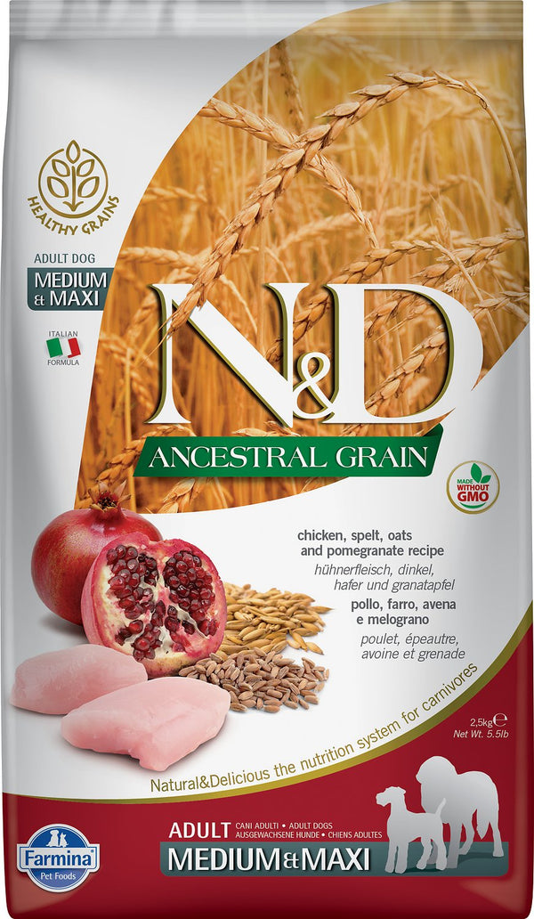 Farmina N&D Ancestral Grain Chicken & Pomegranate Medium & Maxi Adult Dry Dog Food
