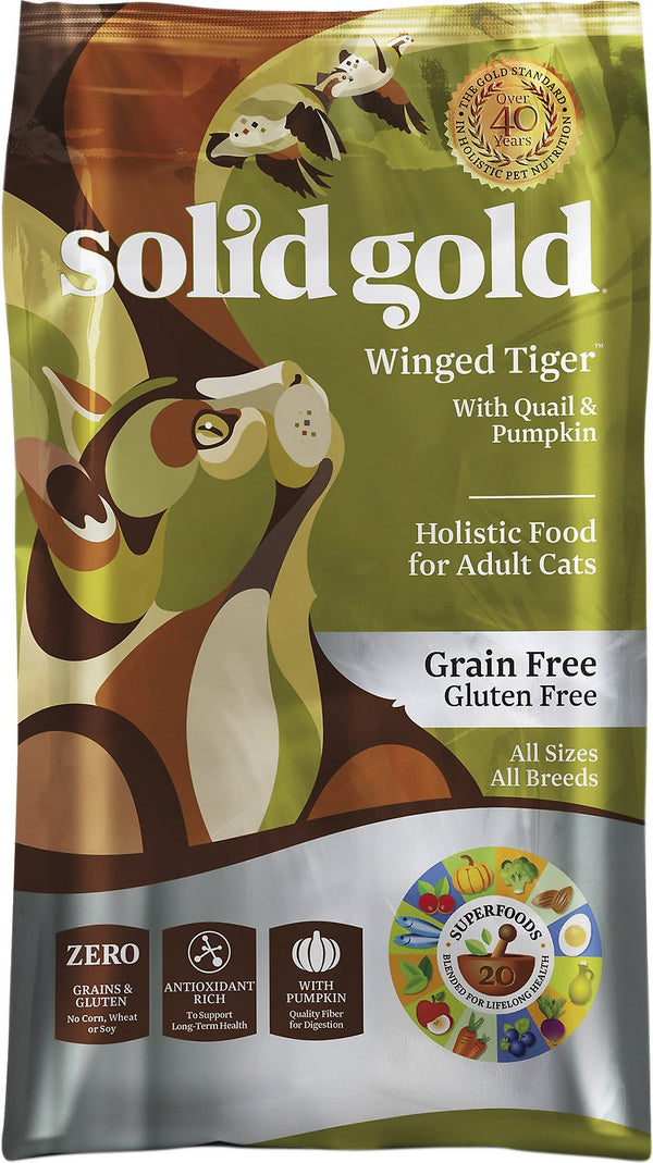Solid Gold Winged Tiger with Quail & Pumpkin Grain-Free Adult Dry Cat Food