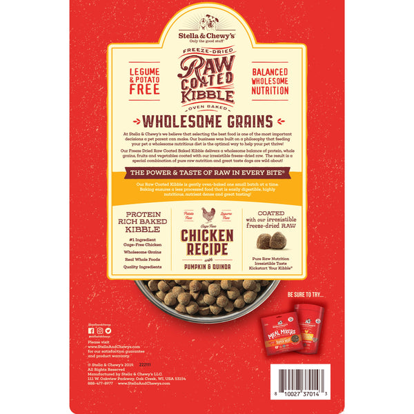 Stella & Chewy's Croquettes Cuites Enrobées de Viande Crue Grains entiers Poulet, Citrouille & Quinoa Nourriture sèche pour chiens