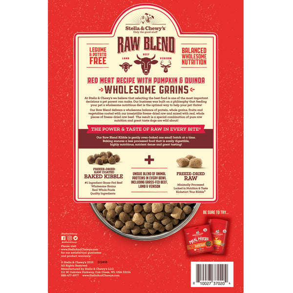 Stella & Chewy's Mélange Cru Grains entiers Recette Viande Rouge, Citrouille & Quinoa Nourriture sèche pour chiens
