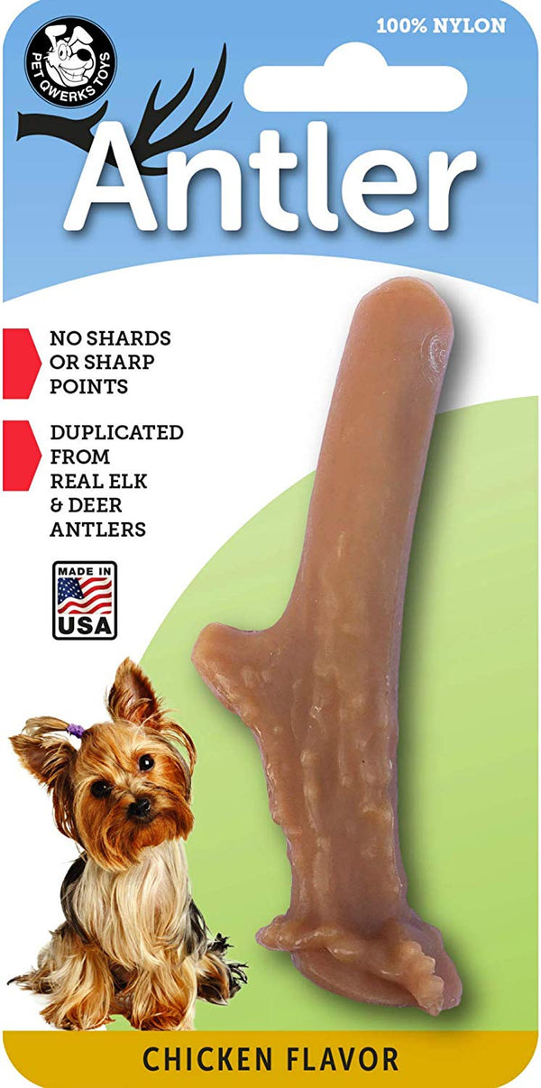 Pet Qwerks Nylon Antler Chicken Flavored Dog Toy