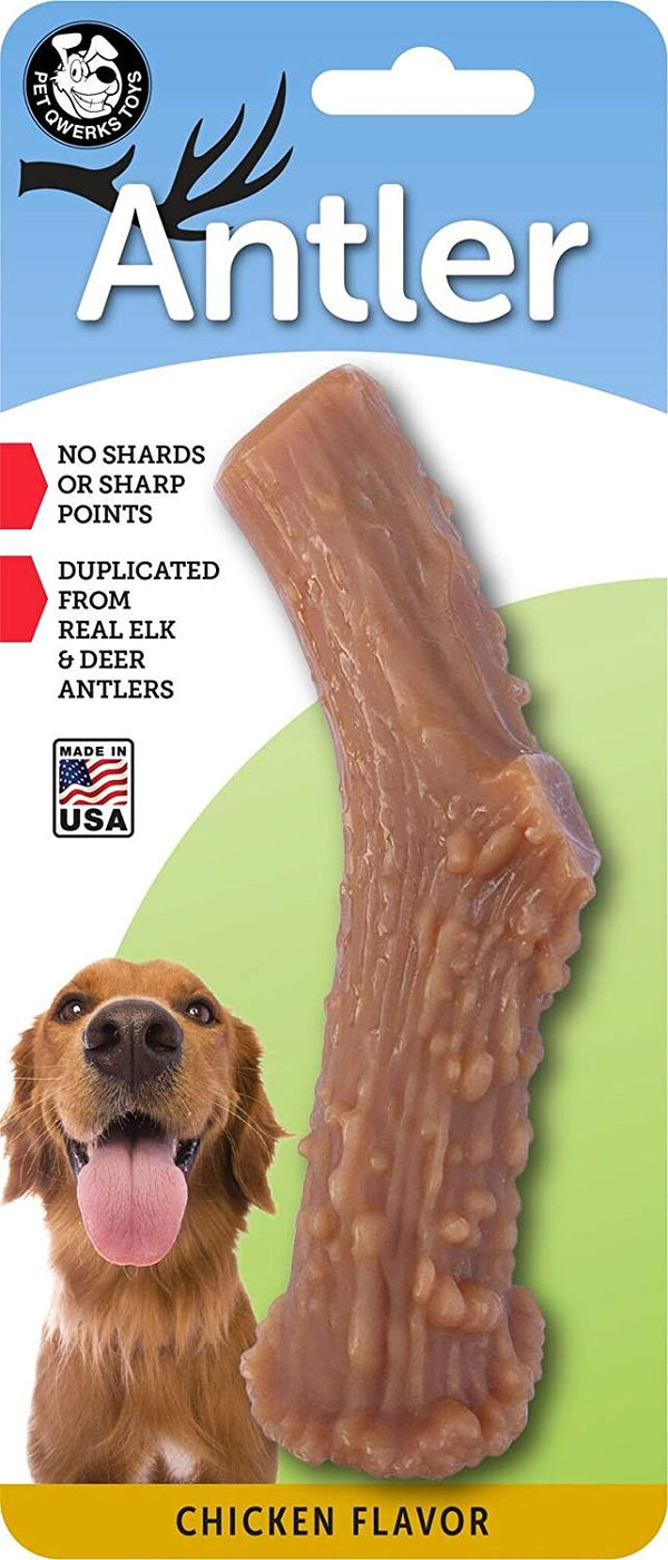 Pet Qwerks Nylon Antler Chicken Flavored Dog Toy